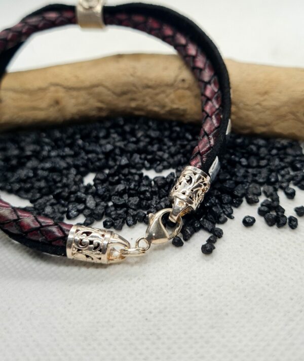 Leder-Armband "Blume mit Glascabochon"