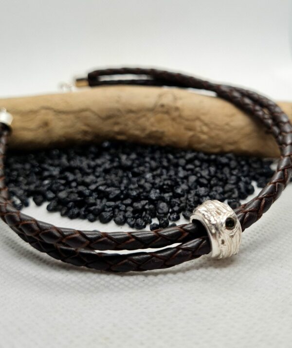 Lederarmband "Silberanhänger mit brauner Zirkonia"