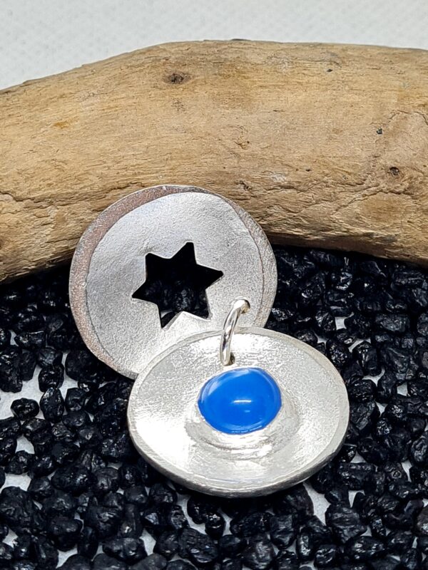 Silberanhänger "2-teilig mit blauem Achatstein