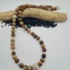 Steinkette "versteinertes Holz" mit filigraner Silberkugel