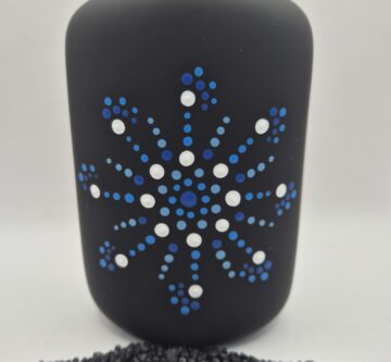 Seifenspender mit handbemalten «Dot Painting» Muster blau