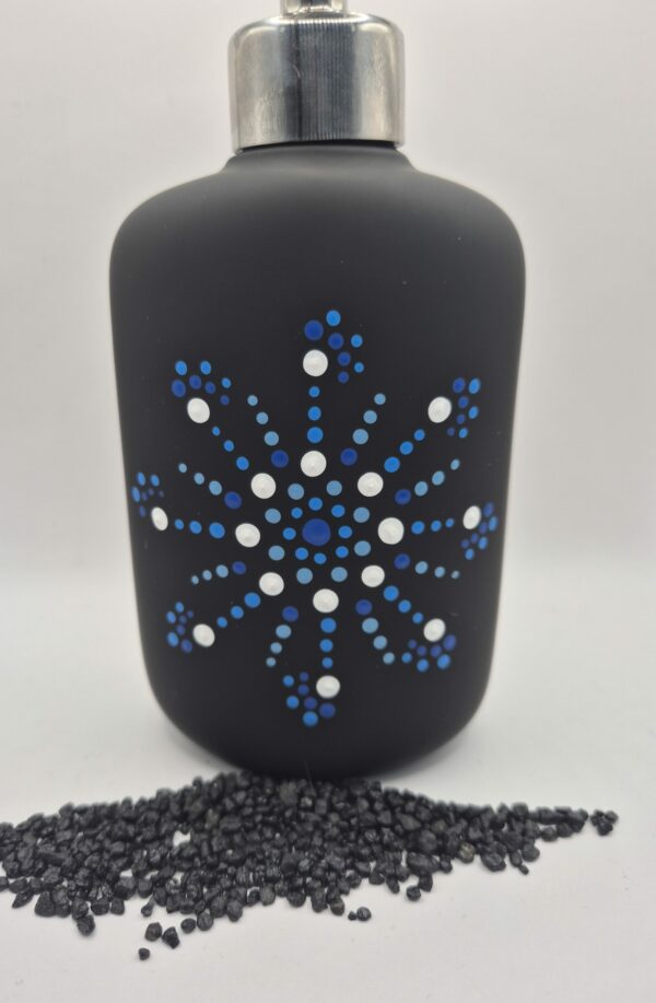 Seifenspender mit handbemalten «Dot Painting» Muster blau