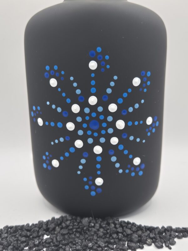 Seifenspender mit handbemalten «Dot Painting» Muster blau