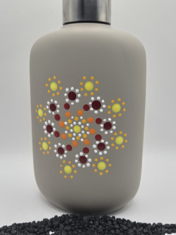 Seifenspender mit handbemalten «Dot Painting» Muster rot