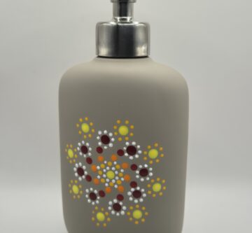 Seifenspender mit handbemalten «Dot Painting» Muster rot