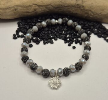 Stein-Armband elastisch mit kleiner Blume