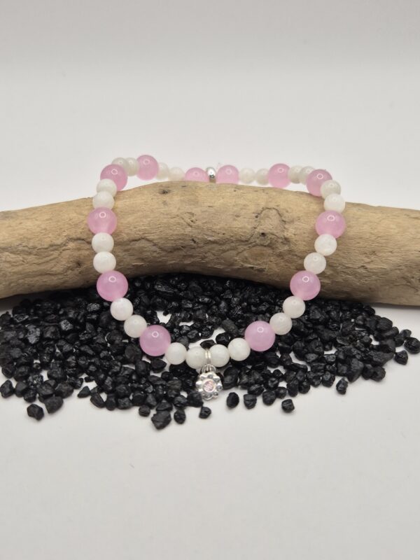 Stein-Armband elastisch mit mini Blume