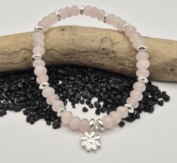 Stein-Armband elastisch mit kleiner Blume
