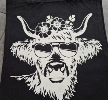 Stofftasche «coole Kuh» geplottet
