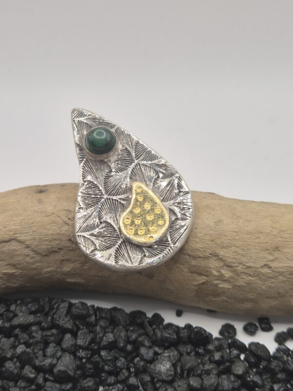Silberanhänger "vergoldet" mit Malachit-Cabochon
