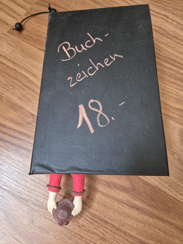 Buchzeichen "Hände" mit Hut rot